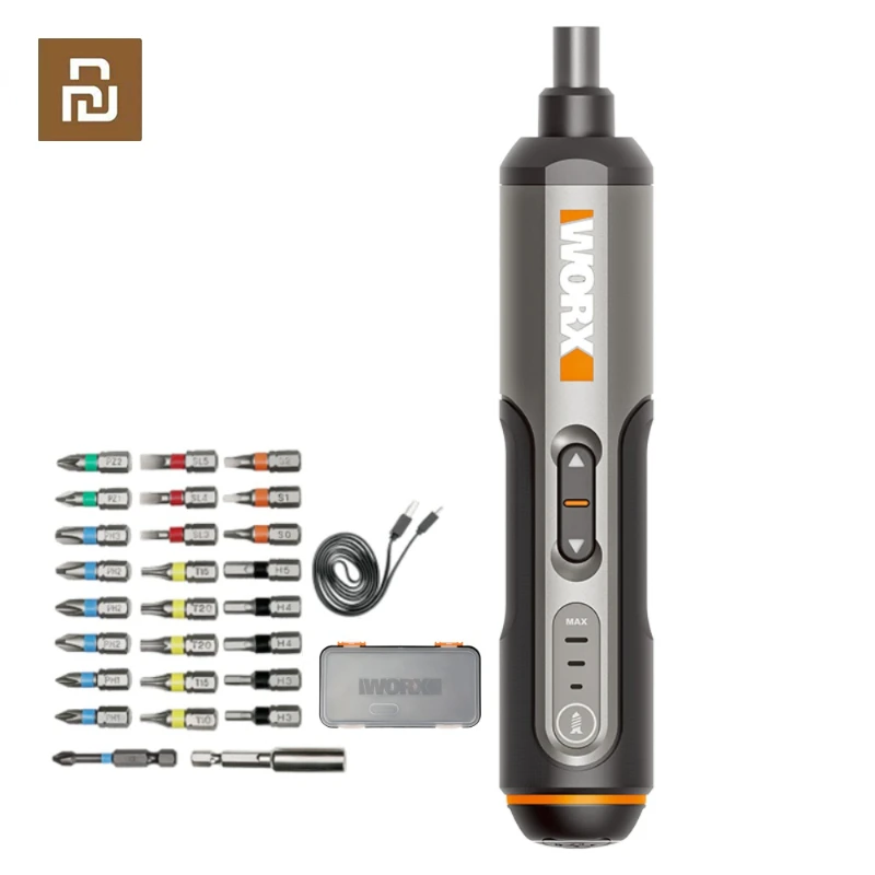 

Youpin Worx 4V Mini Electrical Screwdriver Set WX240 Cordless Electric Screwdriver USB Rechargeable Handle with 26 Bit Set Drill