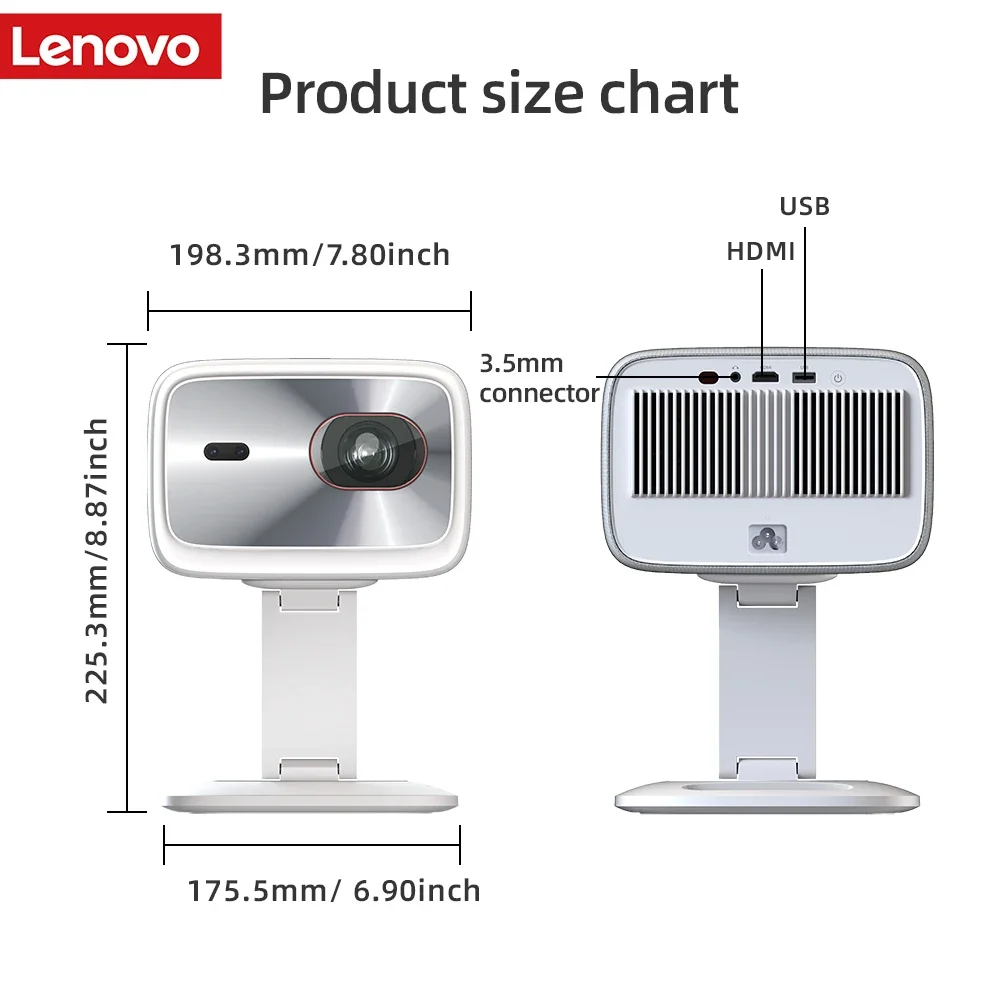 Projecteur portable Lenovo Xiaoxin 100P 570CVIA, mise au point automatique haute luminosité 1920x1080dpi Wifi6 360 °   Projecteur de cinéma maison PTZ 1080P