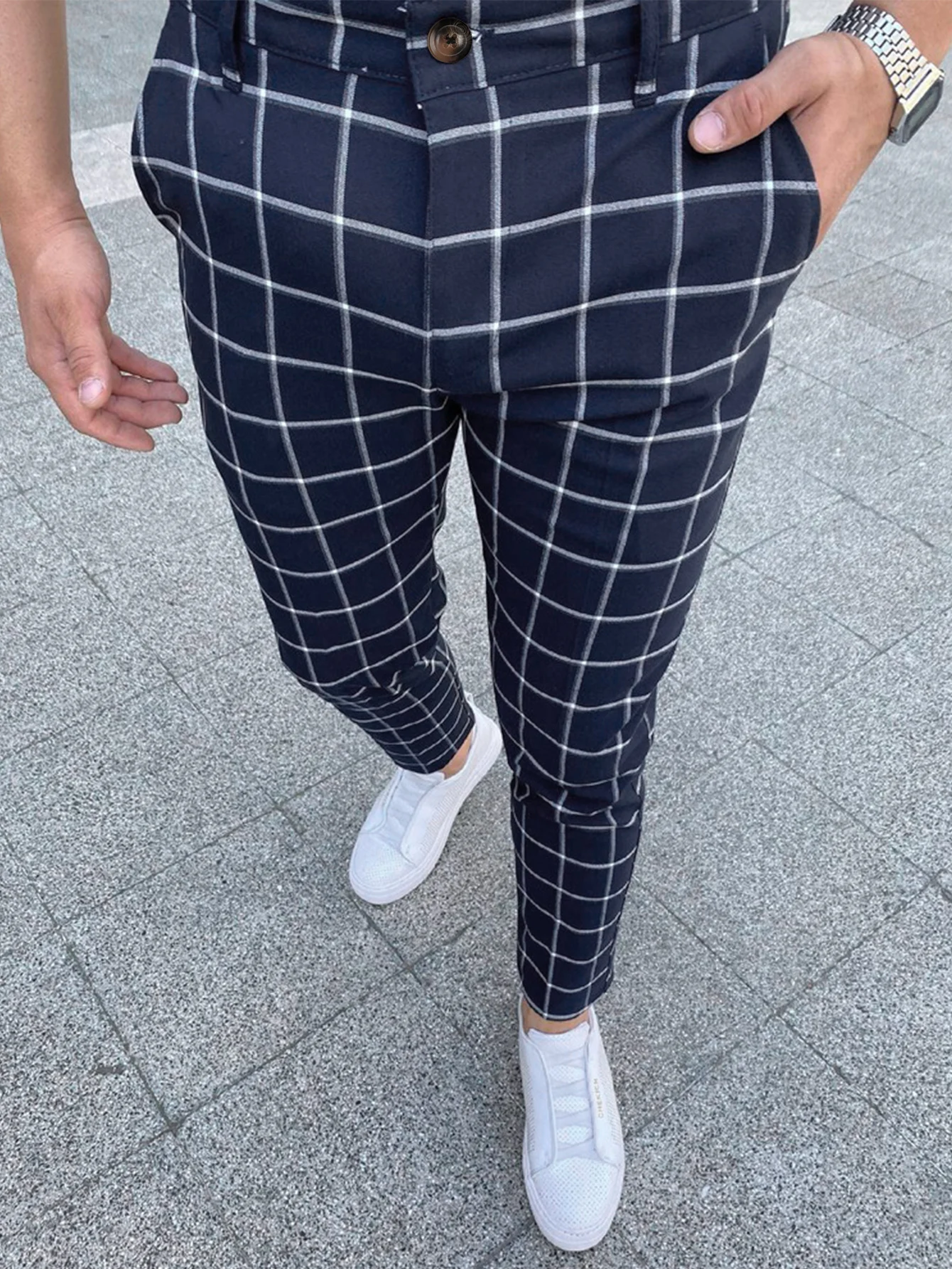 Men\'s Pants Mid Waist Slim Straight Trousers Men\'s Casual Print Pants For Business Office Formal Wedding Daily Trousers Hot Sale