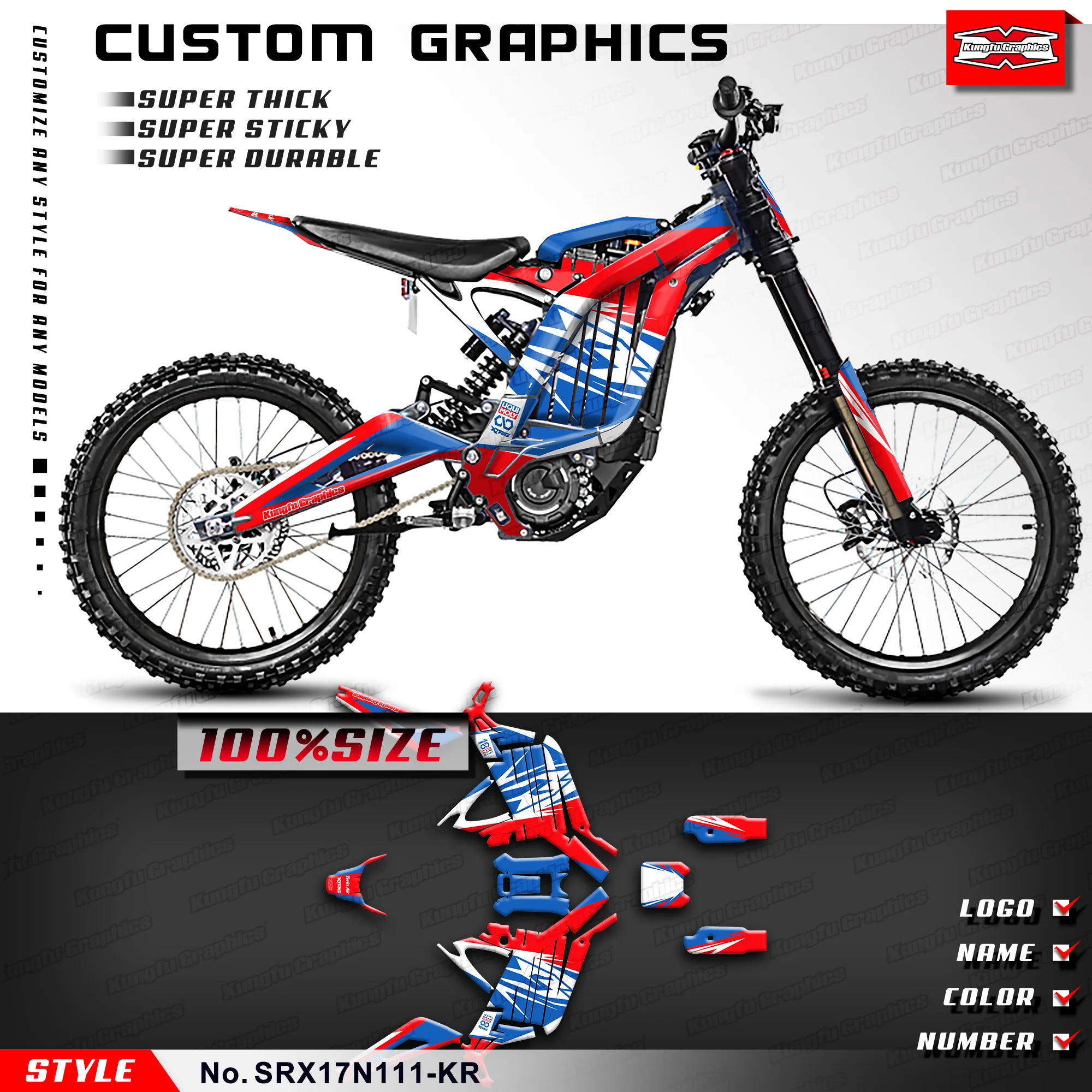 KUNGFU GRAPHICS Custom Graphics Sticker Kit for Surron Light Bee X Segway X160 X260, SRX17N111-KR