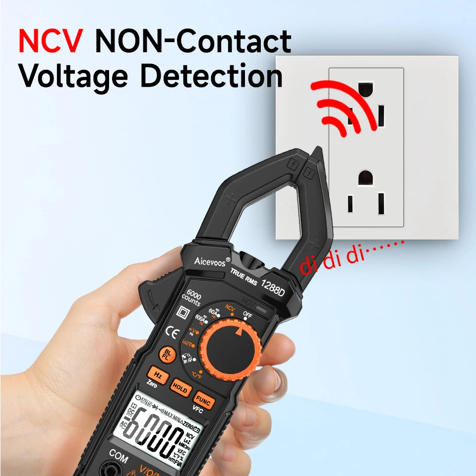 Aicevoos Digital Clamp Meter,AC/DC Voltage,6000 Counts,600A AC/DC Current,Auto Rang,True RMS,Multimeter Voltage Tester Ohm NCV
