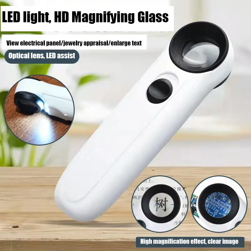 Handheldhigh-definition40x magnifying glass withLED light suitable for electronic repair， antique identification， iconic jewelry