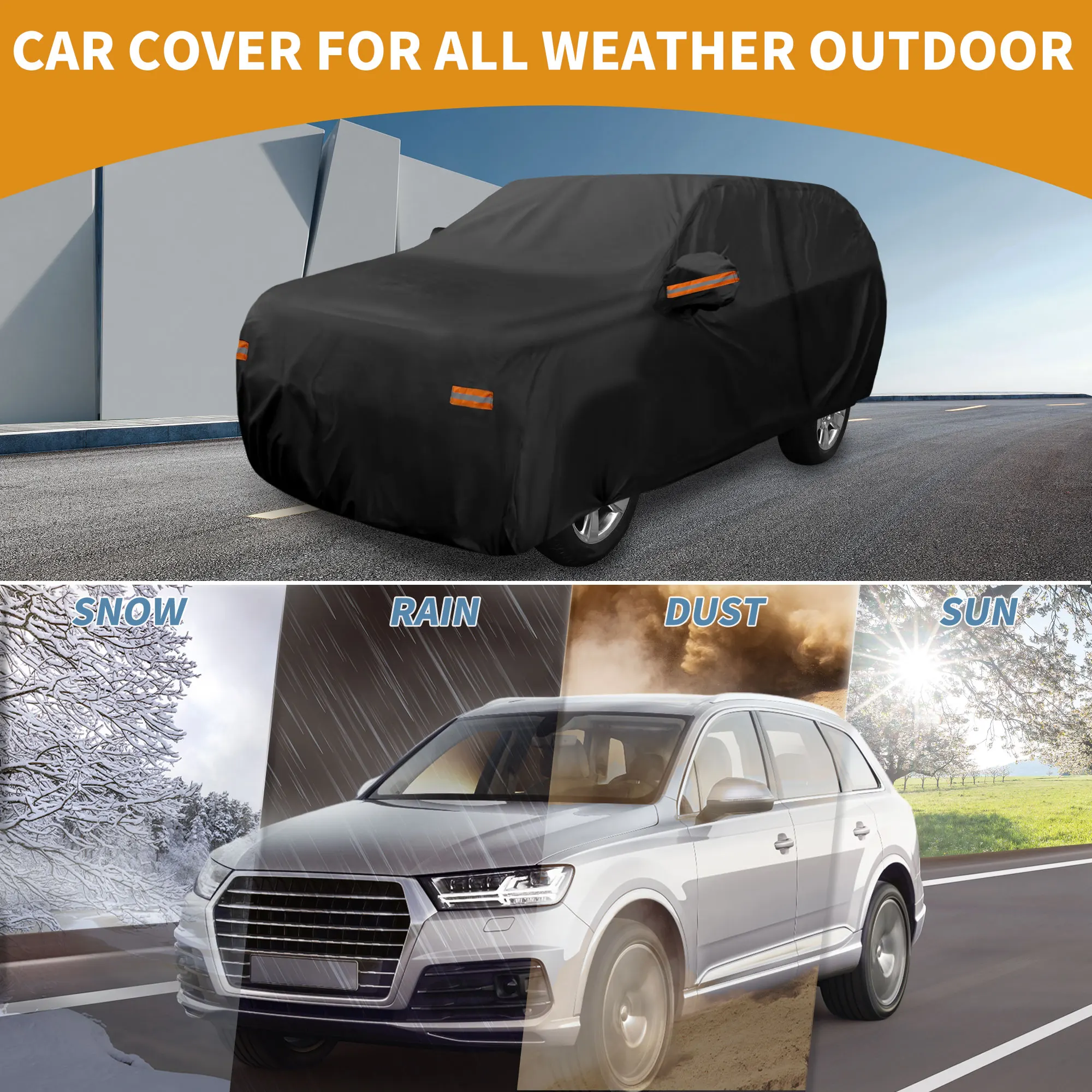 

Чехол для автомобиля Uxcell всепогодный для Chevrolet Tahoe, черный, 190T-Pu, с левой молнией