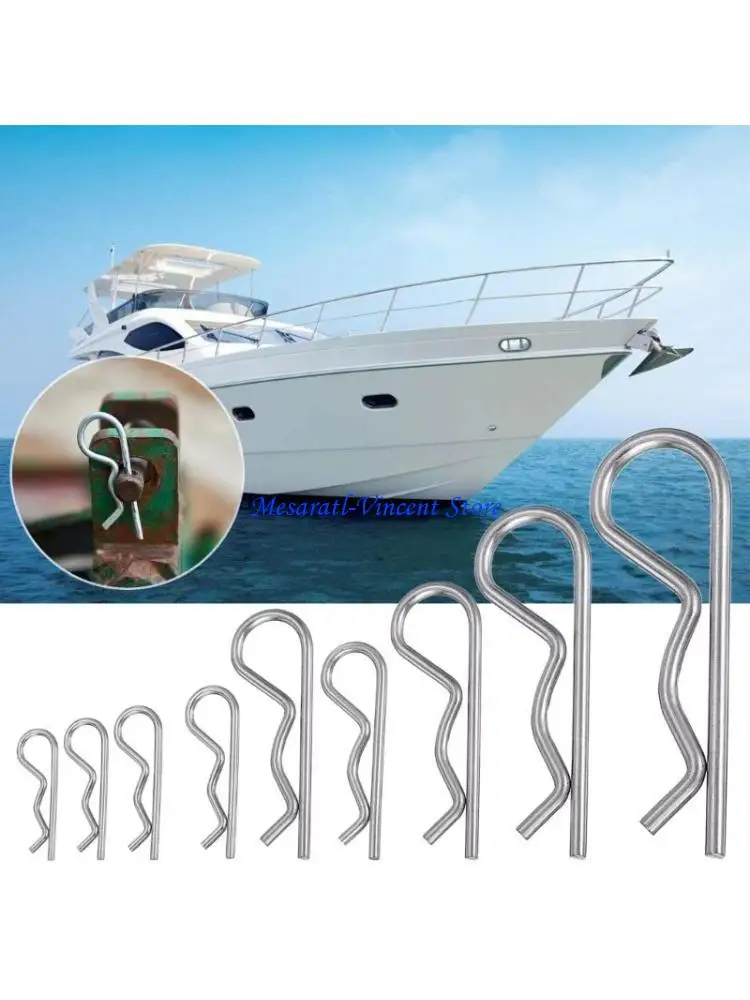A70F 10pcs R Shaped Spring Cotter Pins Steel Hairpin Clips Marine Hardware Fastener for Effective Hitch Pin Locking