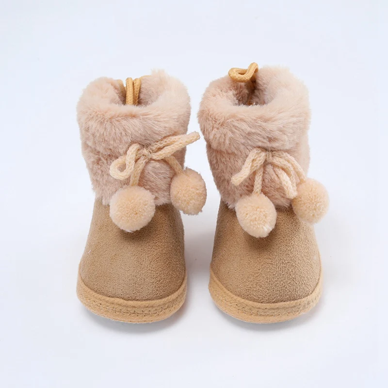 Baywell-Botas de nieve peludas de invierno, zapatos de suela suave para primeros pasos para bebés de 0 a 18 meses