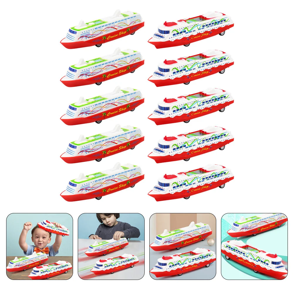 10 Pcs Toddler Vehicles Pull Back Ship Model Children’s Toys Mini for Kids Abs Steamship Toddlers