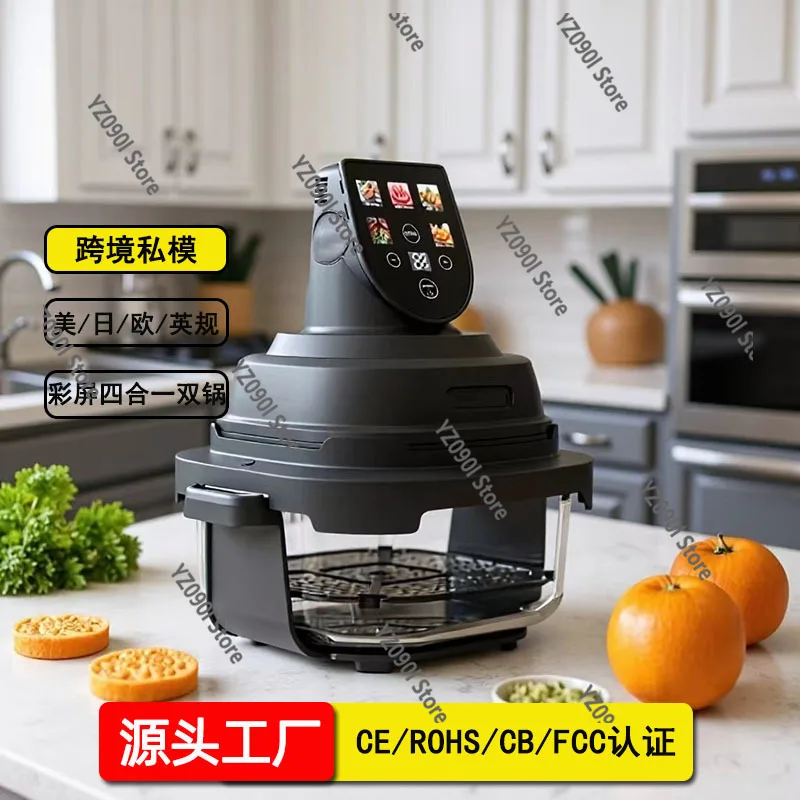 Visual Glass Air Fryer Color Screen Intelligent Electric Oven Multi-function Fryer 110V