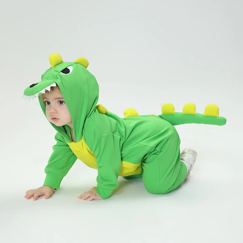 

Kigurumis Cartoon Dinosaur Baby Rompers Clothes Lovely Infant Boys Girls Baby Onesie Romper Newborn Hooded Toddler One-Piece 0-3