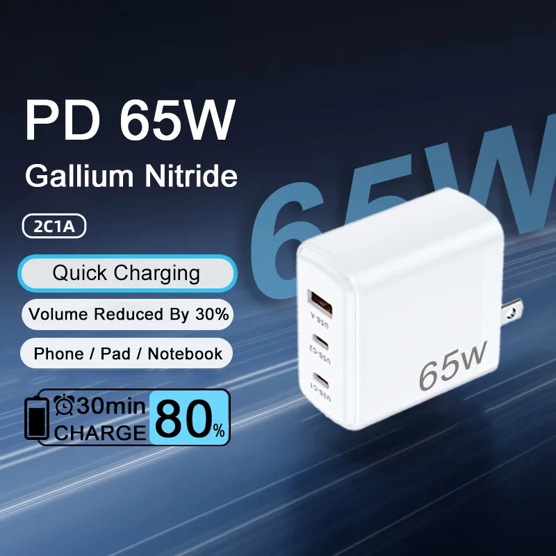 PD 65W GaN USB Type C Super Fast Charging For iPhone 16 15 Pro Max Samsung Galaxy S24 S23 Ultra Xiaomi EU US UK KR Quick Charger