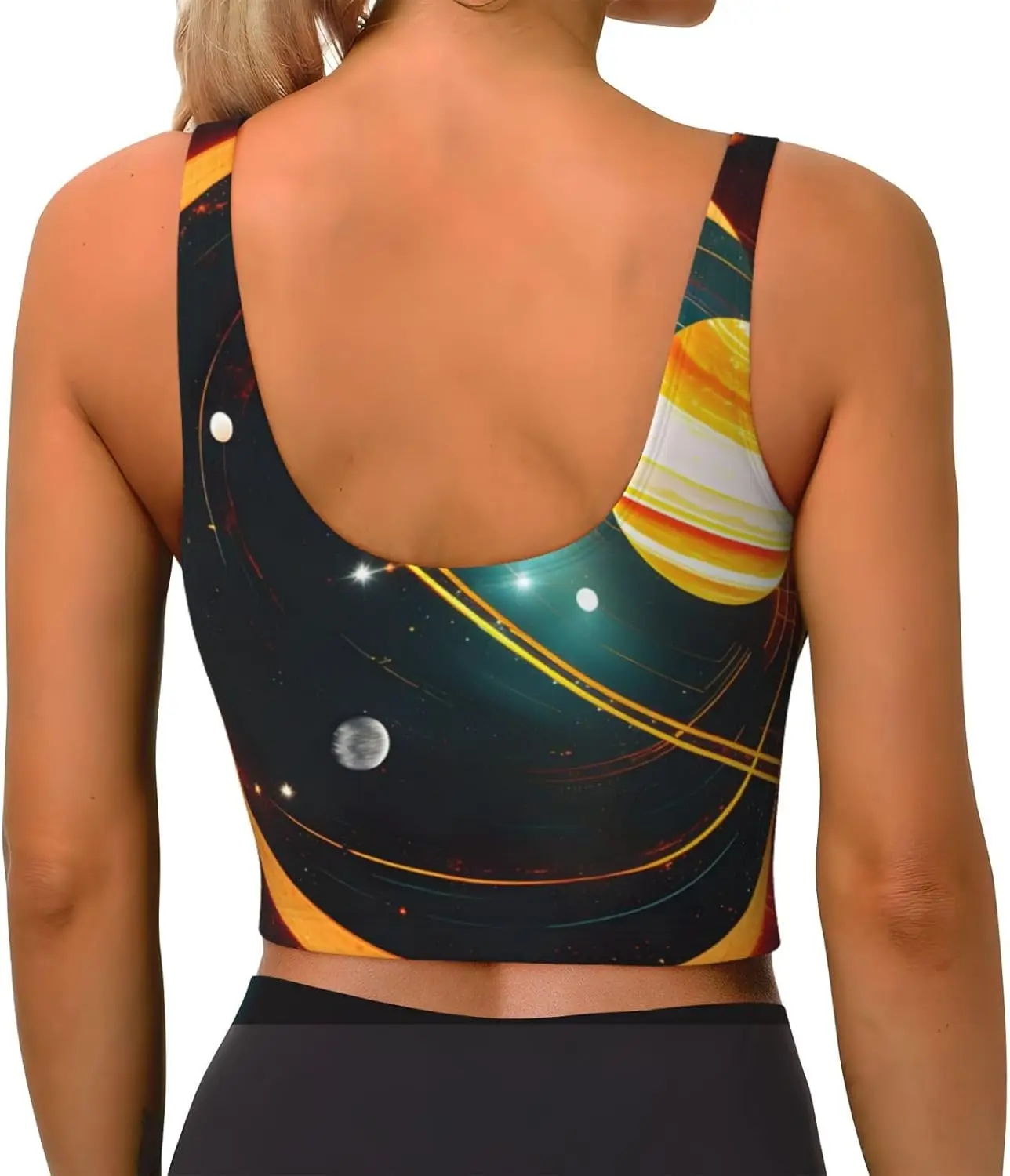 Solar System Jupiter Saturn Print Women casual Sports Vest Yoga Vest Trendy Lightweight Vests Seasons Comfortable