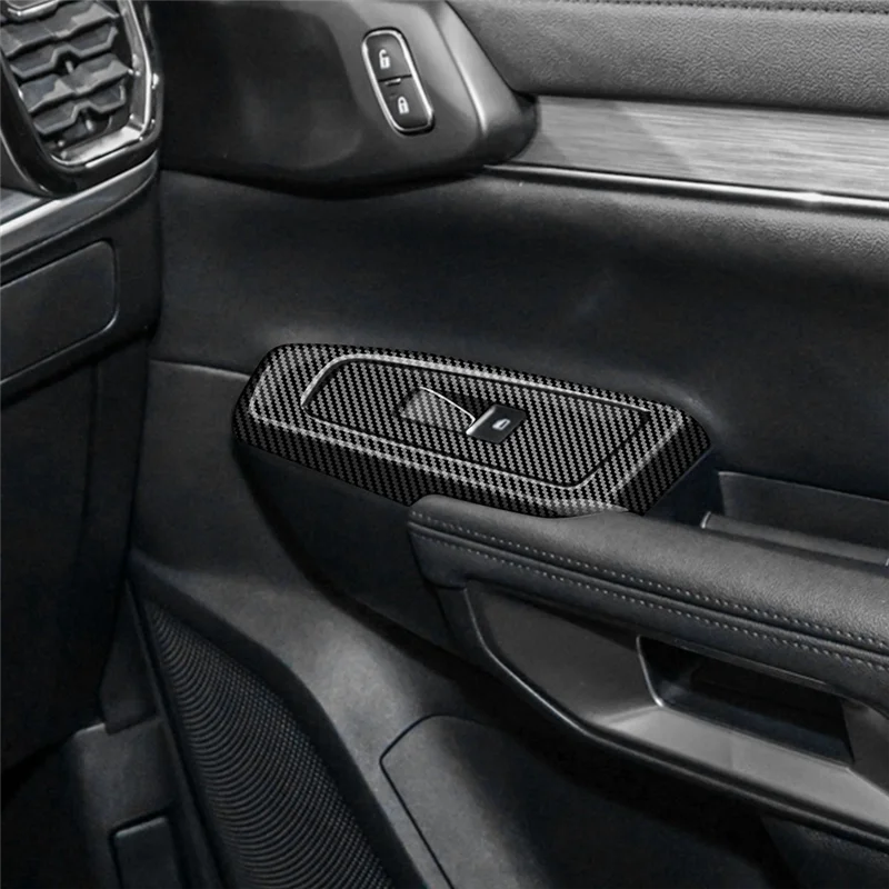 OB-para Ford Ranger Everest 2023, cubierta de interruptor de botón de elevación de vidrio para ventana de coche, Panel embellecedor de reposabrazos de puerta, Kits de piezas de fibra de carbono