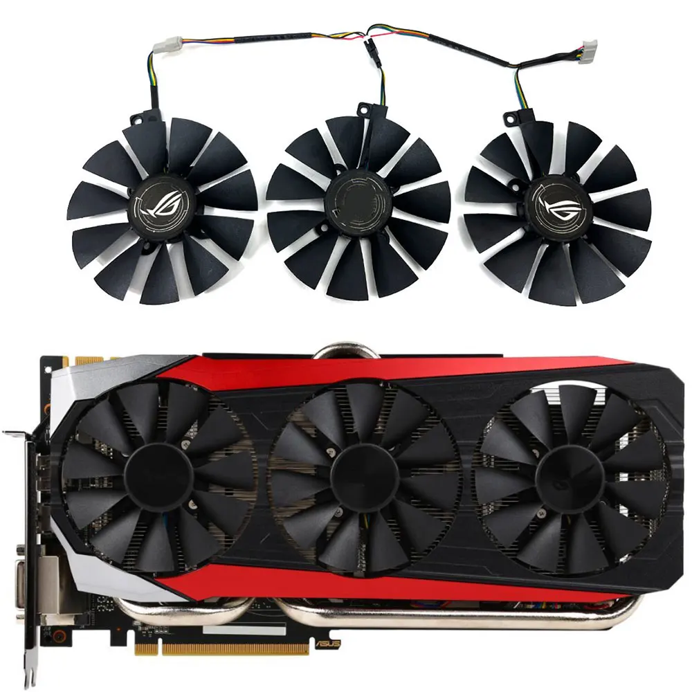 NEW 1SET 6PIN STRIX-GTX980TI GPU Fan，For ASUS STRIX-GTX 980TI-DC3OC-6GD5-GAMING、R9 390-DC3OC-8GD5-GAMING Video card cooling fan