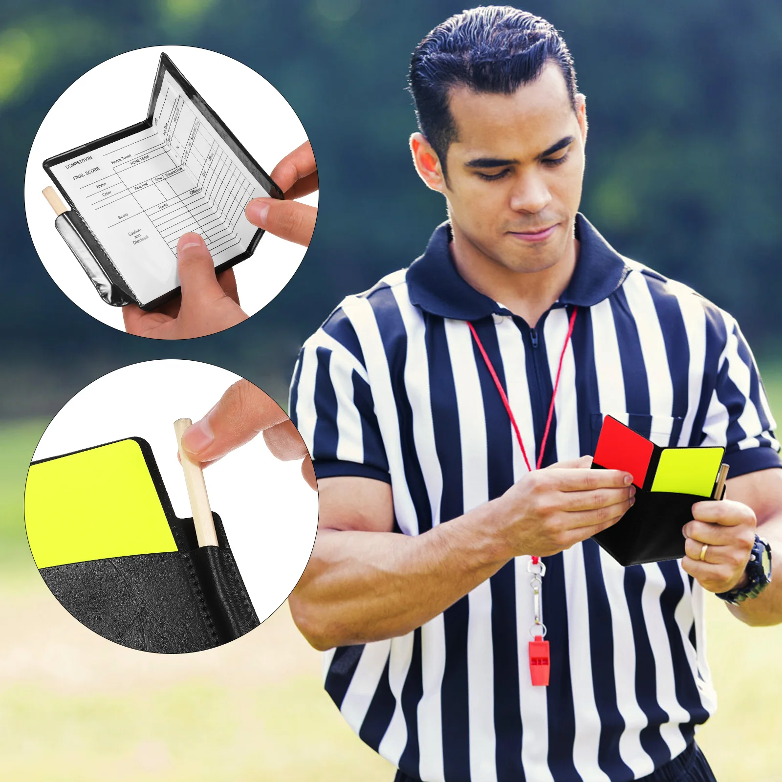 

2 set Soccer Kits Red Yellow Cards Score Sheets Pencil Pvc Portable Tools Set For Football Basketball Volleyball Badminton