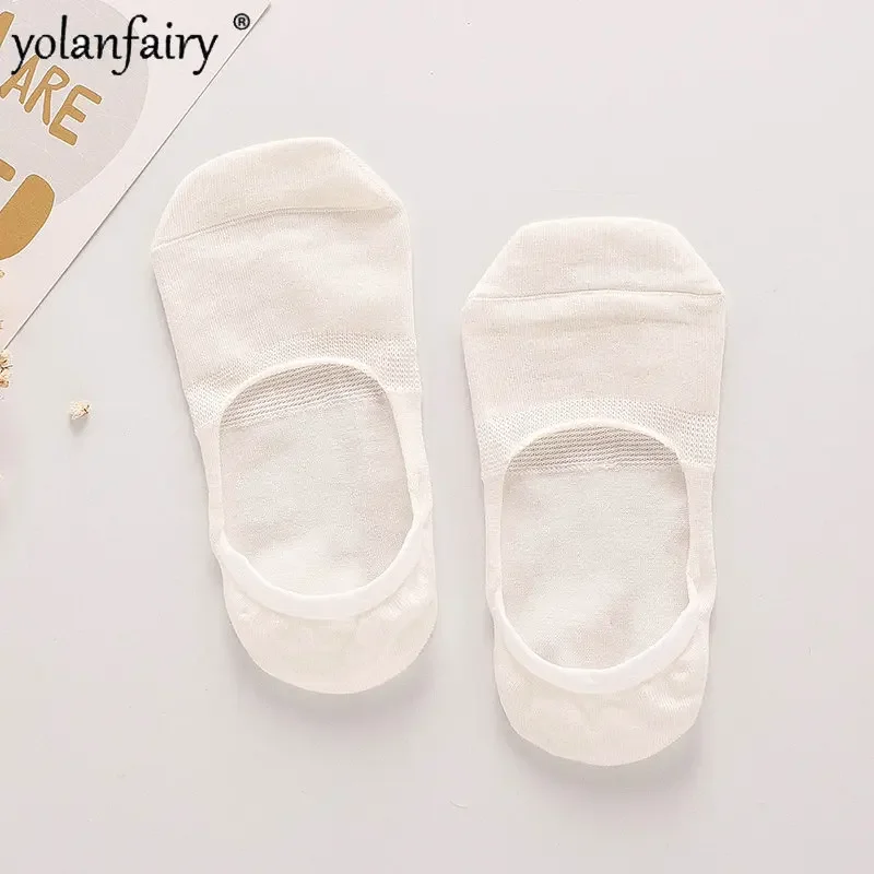 

No Show Socks Women's Socks Slippers Summer Thin Female 80% Mulberry Silk No Slip Quick Drying Socks Calcetines Mujer FCY