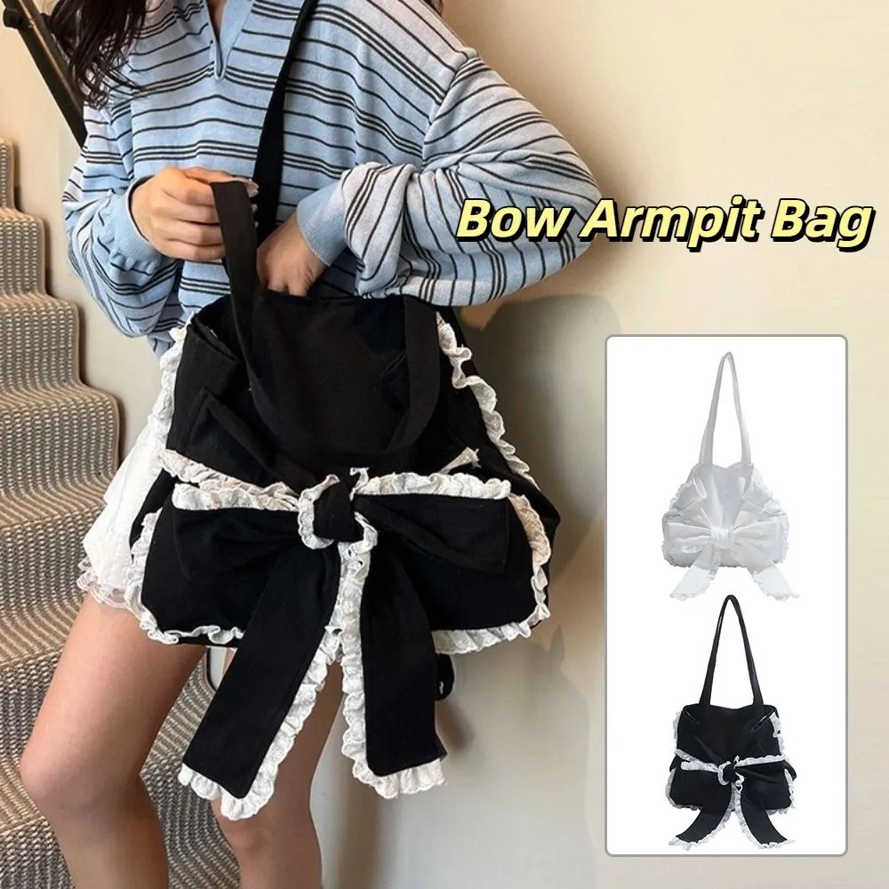 

Fashion Korean Bows Armpit Bag Stylish Versatile Bow Tote Bag Sweet Lace Women's Handbags Girls