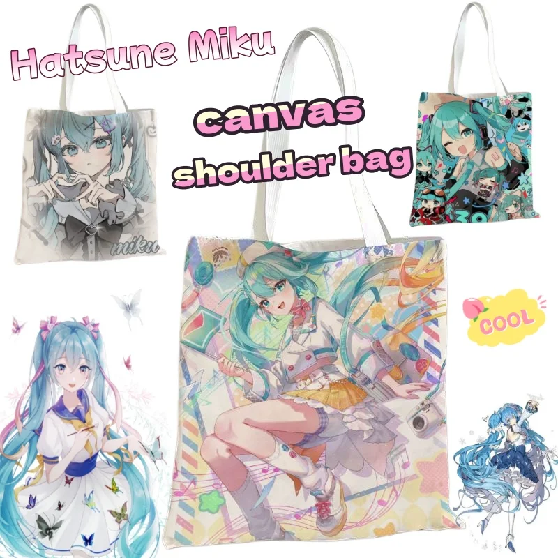 

Hatsune Miku Canvas Bag Cute and Fashionable Personalized Cartoon Creative Kawaii Shoulder Bag Gift for Friends on Holidays