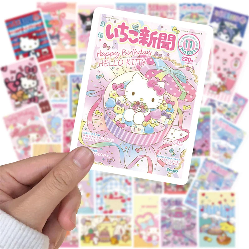 50/64Pcs Cartoon Hello Kitty Cinnamoroll Kuromi Stickers Kawaii Poster Decals Laptop Phone Suitcase Scrapbooking Sticker Toys view 2