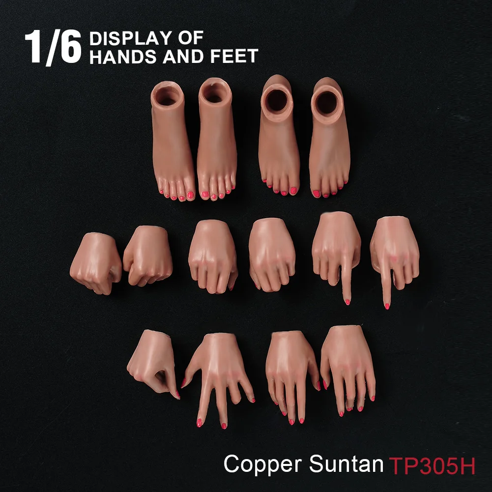 7 Pairs Makeup 1:6 Female Soldier Pale suntan Skin Hands&Foot Accessories  For 12'' PH TBL Action Figure TBL Body Toys