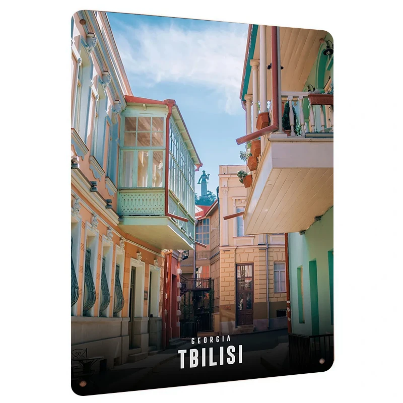TBILISI GEORGIA Street View Metal Wall Art European Architecture Decor for Home Living Room Office