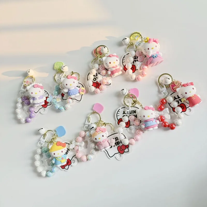 

Kawaii Hello Kitty Cute KT Cat Keychain Pendant Bag Zipper Phone Chain Decoration Cake Pendant Anime Women Accessories Wholesale