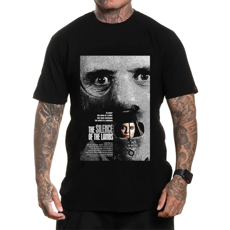 

0223 Retro Horror movie The silence of the lambs Hannibal t shirt Scary film Cannibal Graphic clothes All size Tee