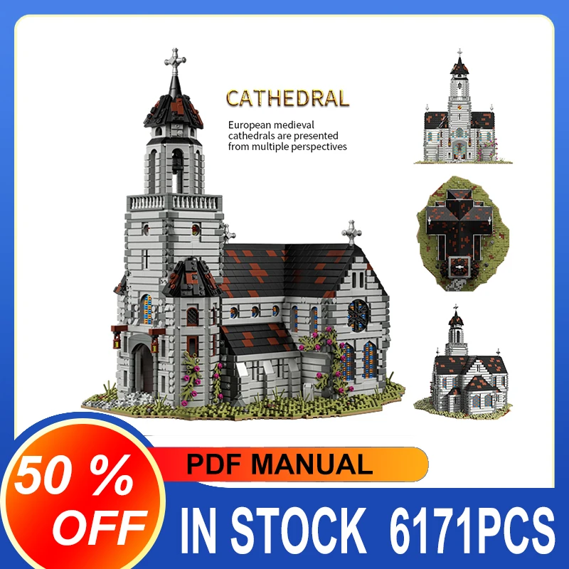 6172 부품 MOC-33925 모듈식 중세 유럽 교회 건축 모델 조립 키트 블록 벽돌 교육용 장난감 선물