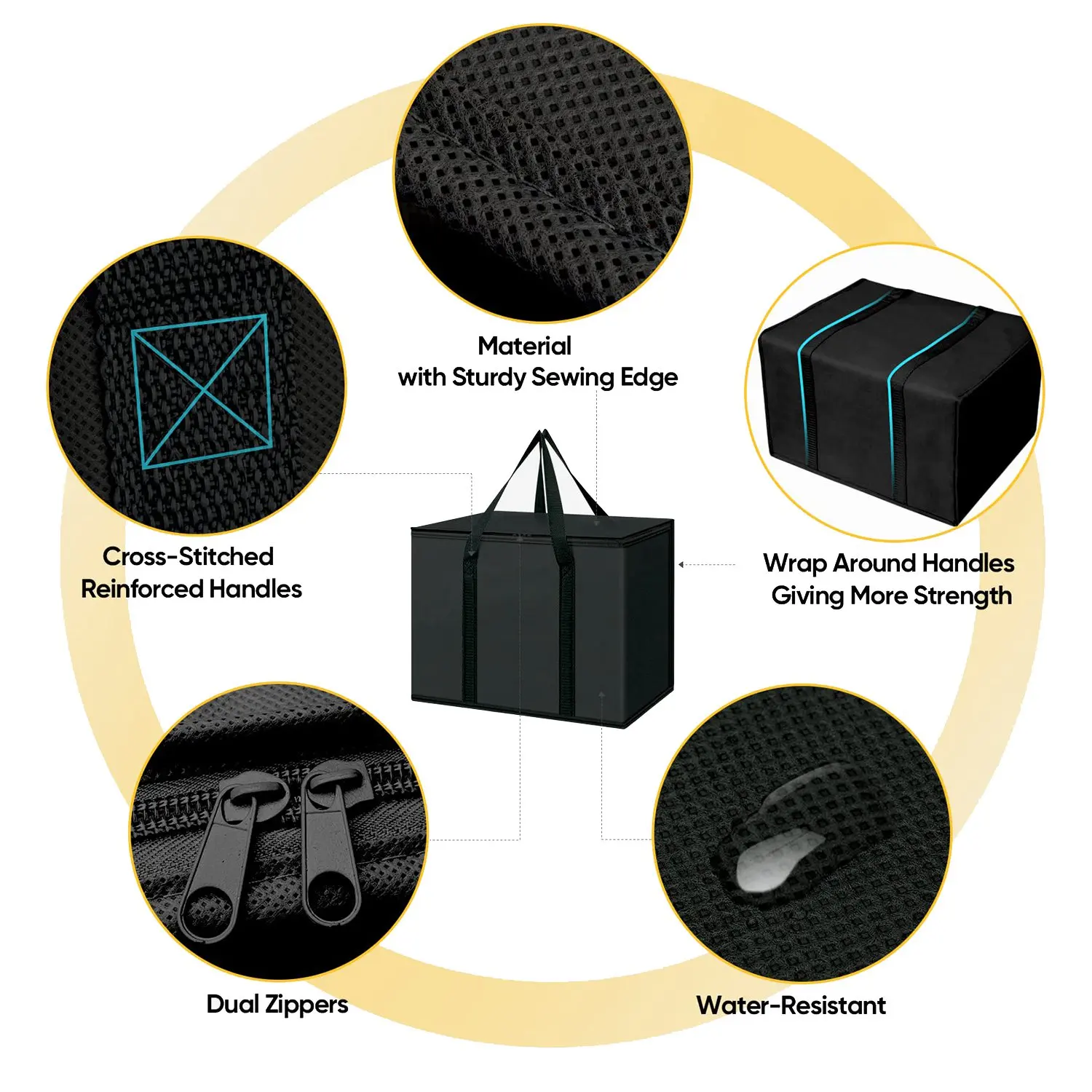 

ABQR 2 Pack Insulated Reusable Grocery Bags, Cooler Bag for Groceries, Heavy Duty Insulated Bag