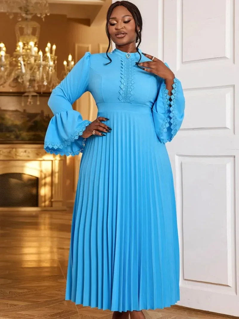 

Plus Size African Party Dress For Women Autumn Winter New Fashion Dashiki Ankara Wedding Gowns Elegant Turkey Muslim Maxi Dress