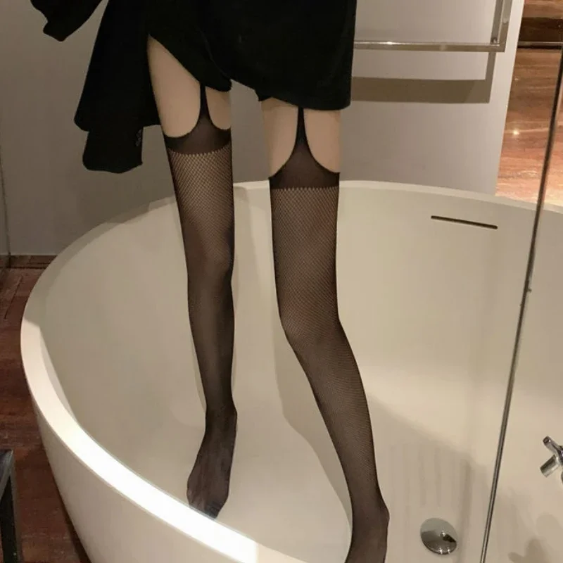 Bas de cuisse en nylon ultra-fin pour femmes, porte-jarretelles, collants en filet, lingerie sexy, chaussettes, bonneterie, grande taille