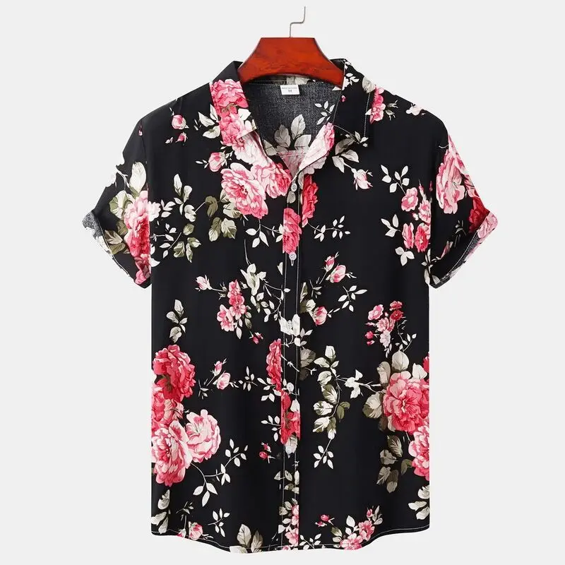 High Fashion Retro Sport Herren Party Sonnenblumen muster Shirt Revers Knopf Shirt lässig gelb Sonnenblume Herren Shirt Shirt