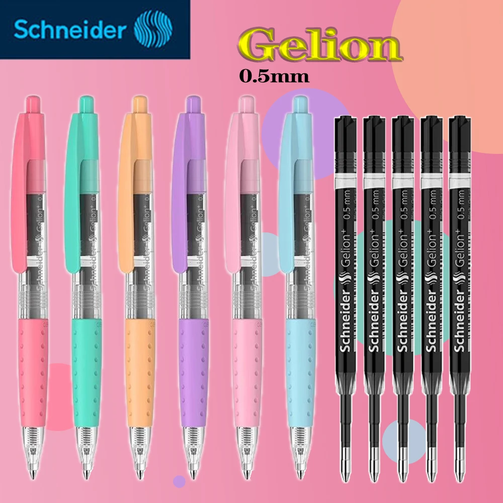

1 ручка + 10 стержней, набор гелевых ручек Schneider, Gelion 0,5 мм, большая емкость, наконечник для письма, гладкая спина в школу, стационарные принадлежности в стиле аниме