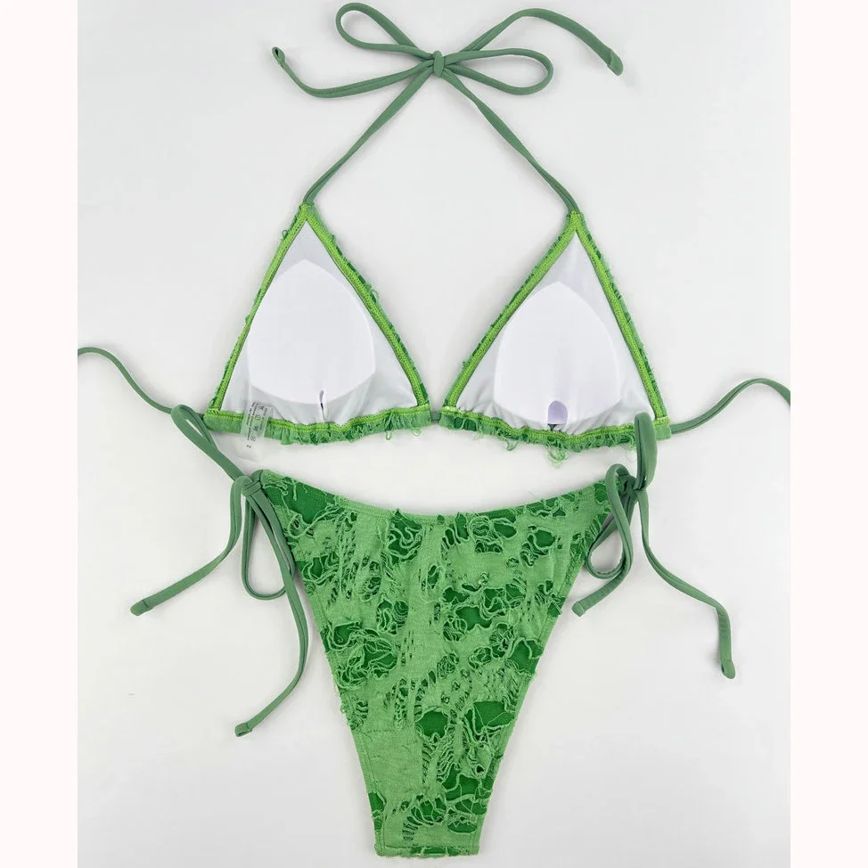 Qinjoyer Groen Badpak Twee Stukken Badmode Vrouwen String Bikini Set Sexy Badpak 2023 Biquini Beach Wear Badpak Vrouwen