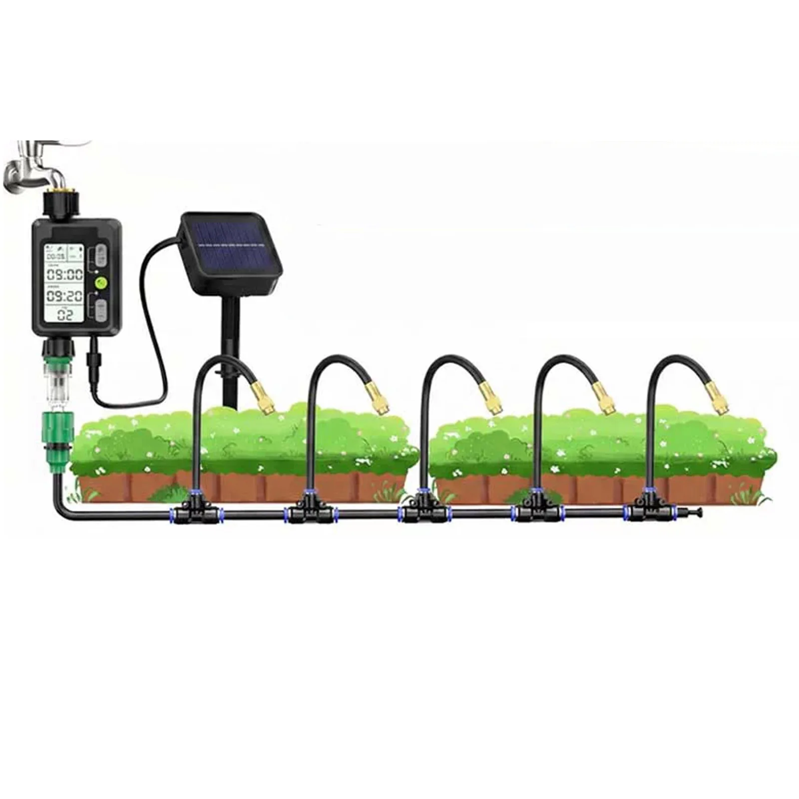 

Large Screen Solar Automatic Watering Device Smart Timing Water Tap Controller Garden Flower Irrigation Sprinkler System