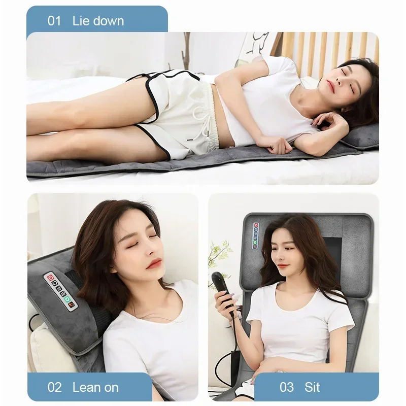 Jinkairui Electric Massage Mattress Full Body Kneading Vibrating Heating For Lumbar Neck Back Relief  Home Office Health Care