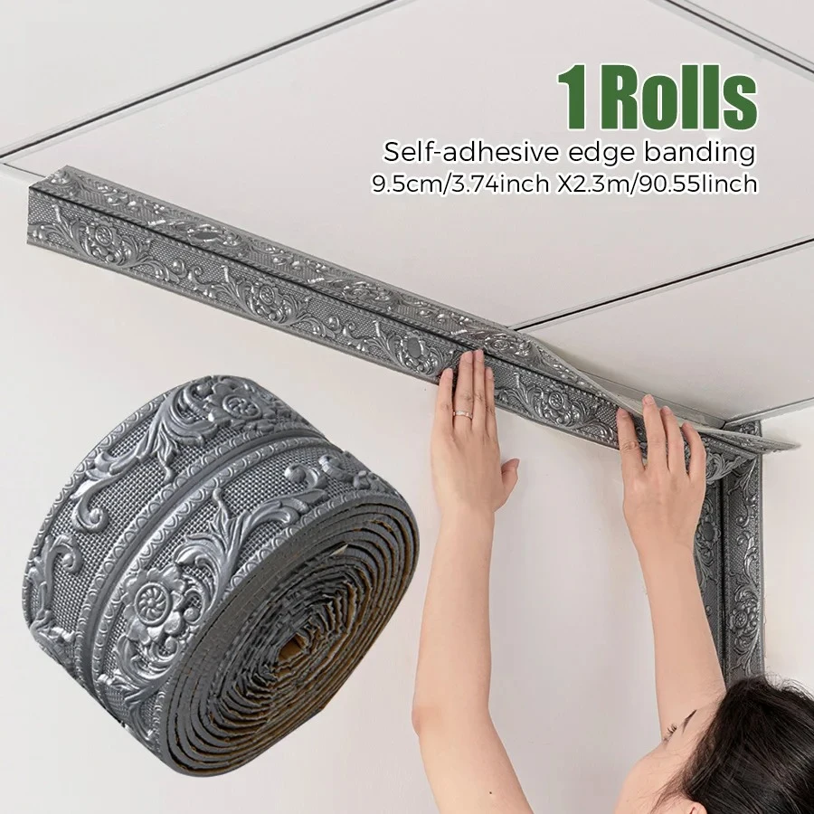 1Roll Sxp Self-Adhesive Edge Banding Strip Sxp Waistline Sticker Foam Peel&Stick Ceiling Door Frame Wallpaper Border Wall Trim