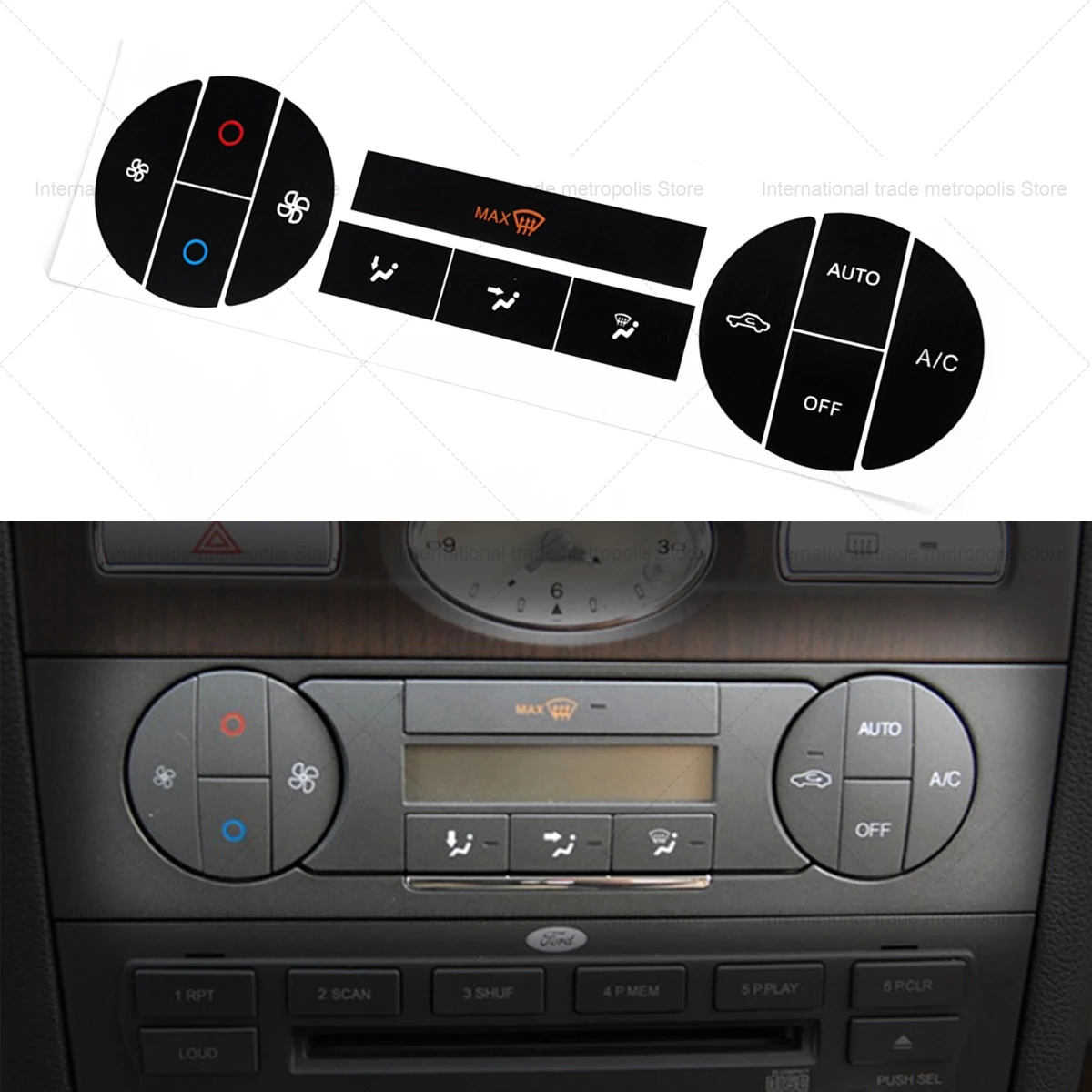 For Mondeo 04-08 Sticker Suitable For Ford Mondeo 2004-2008 Repair Worn Button Rotary AC Switch Button Repair Sticker