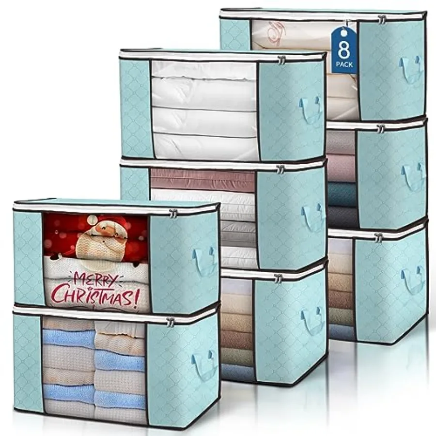 

90L Large Storage Bags, Clothes Storage Bins Foldable Closet Organizer Storage Containers with Durable Handles Storage and Orga