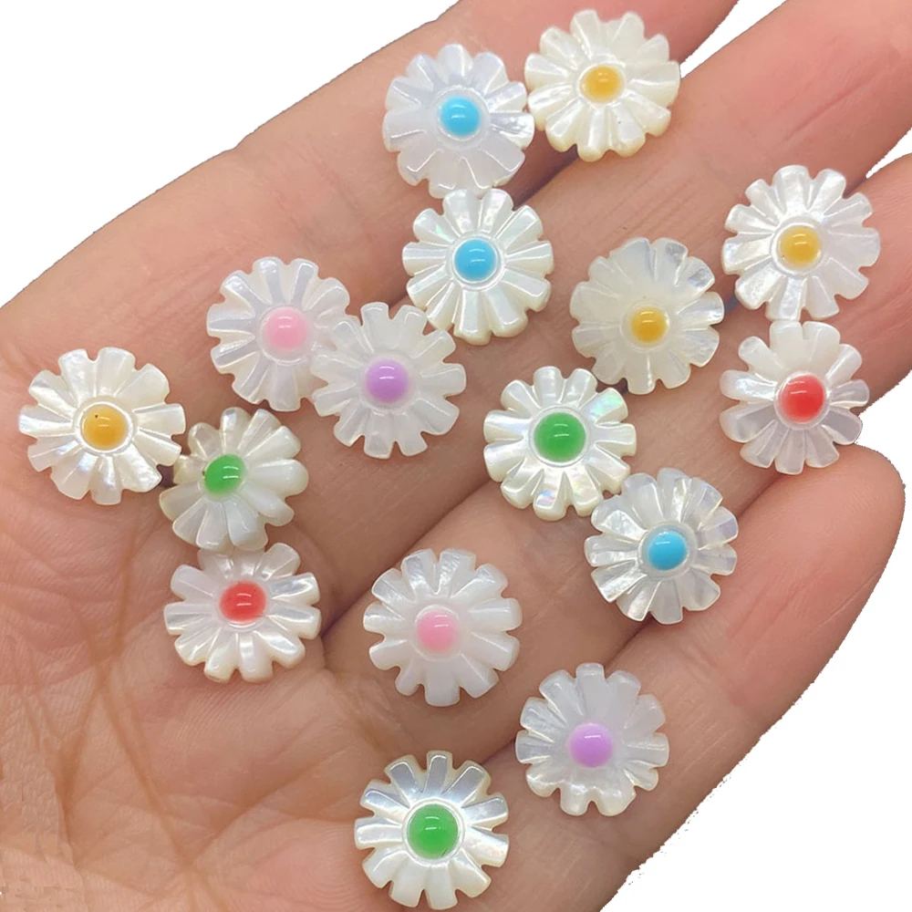 10pcs Natural Seawater Shell Bead 10 12mm Dyed Daisy Shape Beads for DIY Jewelry Making Bracelet Necklace Earrings Shell Beads