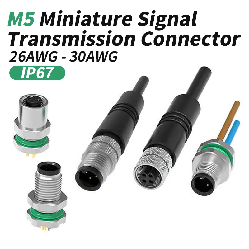 

M5 Circular Connector Cable 2 3 4 Pin Plug Socket with Wire Male Female Sensor Connectors IP67 Waterproof Cable Aviation Plug