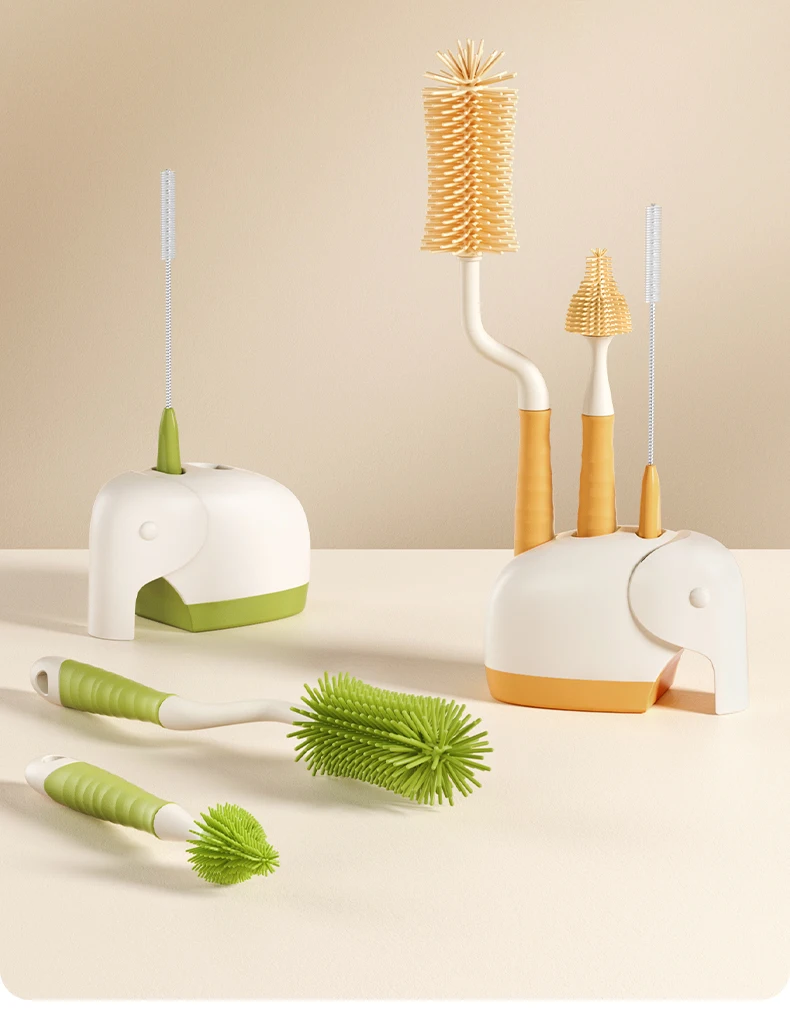 Bottle cleaning brush cleaning set, silicone portable for newborn babies