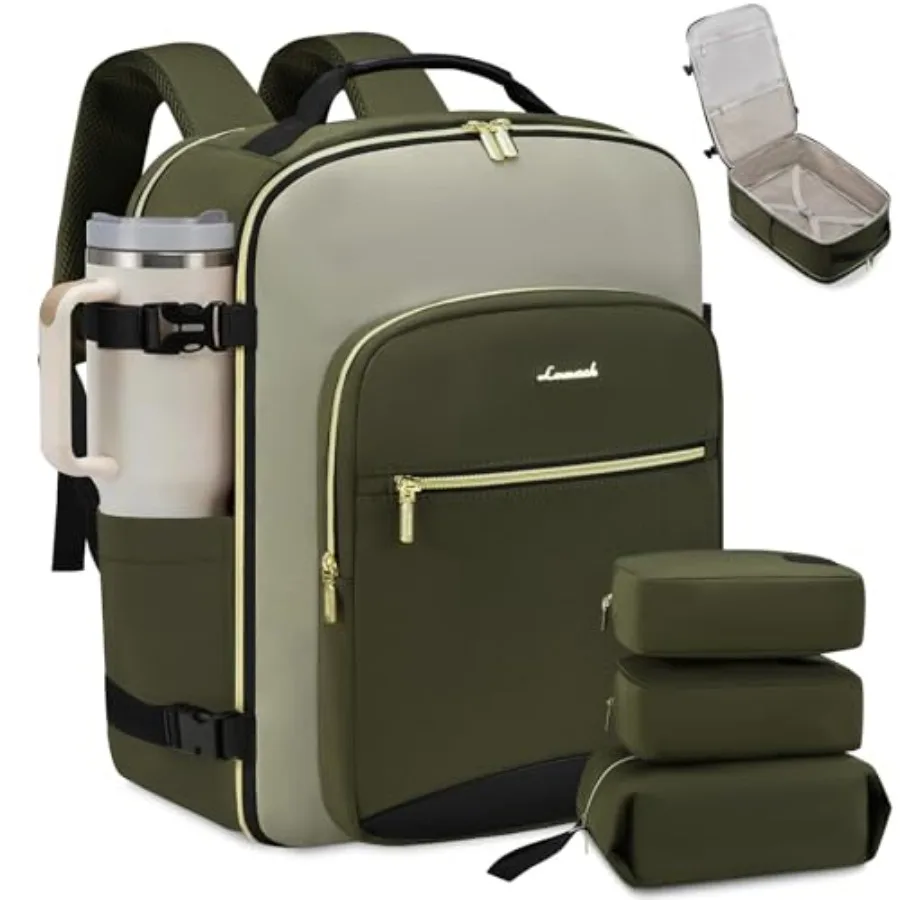 

50L Large Travel Backpack for Women, Carry on Backpack Airline Approved, Waterproof Travel Essentials fits 18" Laptop, TSA Pers