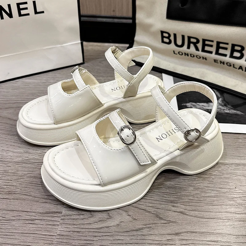 Platform Sandals For Women Ladies High heels Summer Women's Shoes Wedges Vintages Mary Jane Rome Shallow Buckle Sandals New 2024