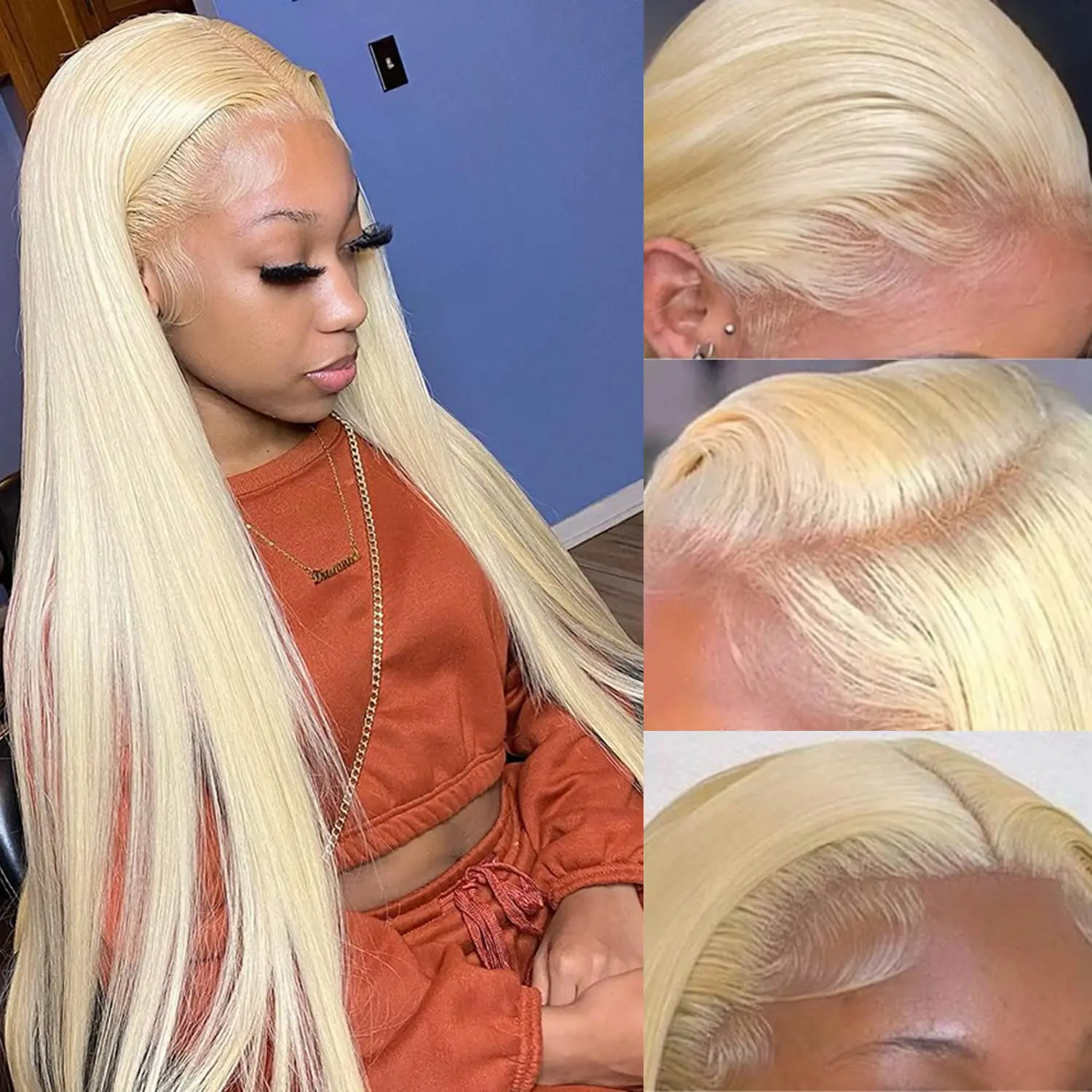 613 Blonde Straight 13x6 Lace Frontal Wig Brazilian Colored 13x4 Lace Front Human Hair Wigs Glueless Wigs For Women