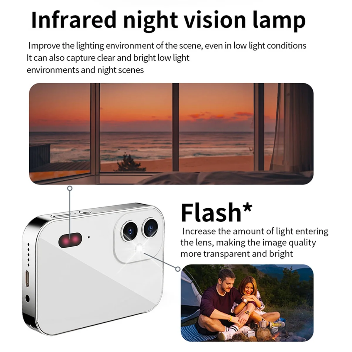 

4K CCD Digital Camera 64MP Digital Flash Video Camera with Touch Screen 16X Digital Zoom IR Night Vision Camera BlackJAS