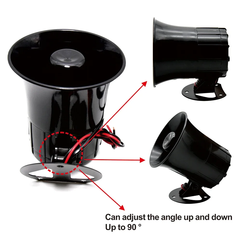 3 Tone Sound Loud Car Air Horn 12V Loud Sound Horn Car Loud Speaker Motorcycle Police Fire Siren Horn Speaker 115DB visible