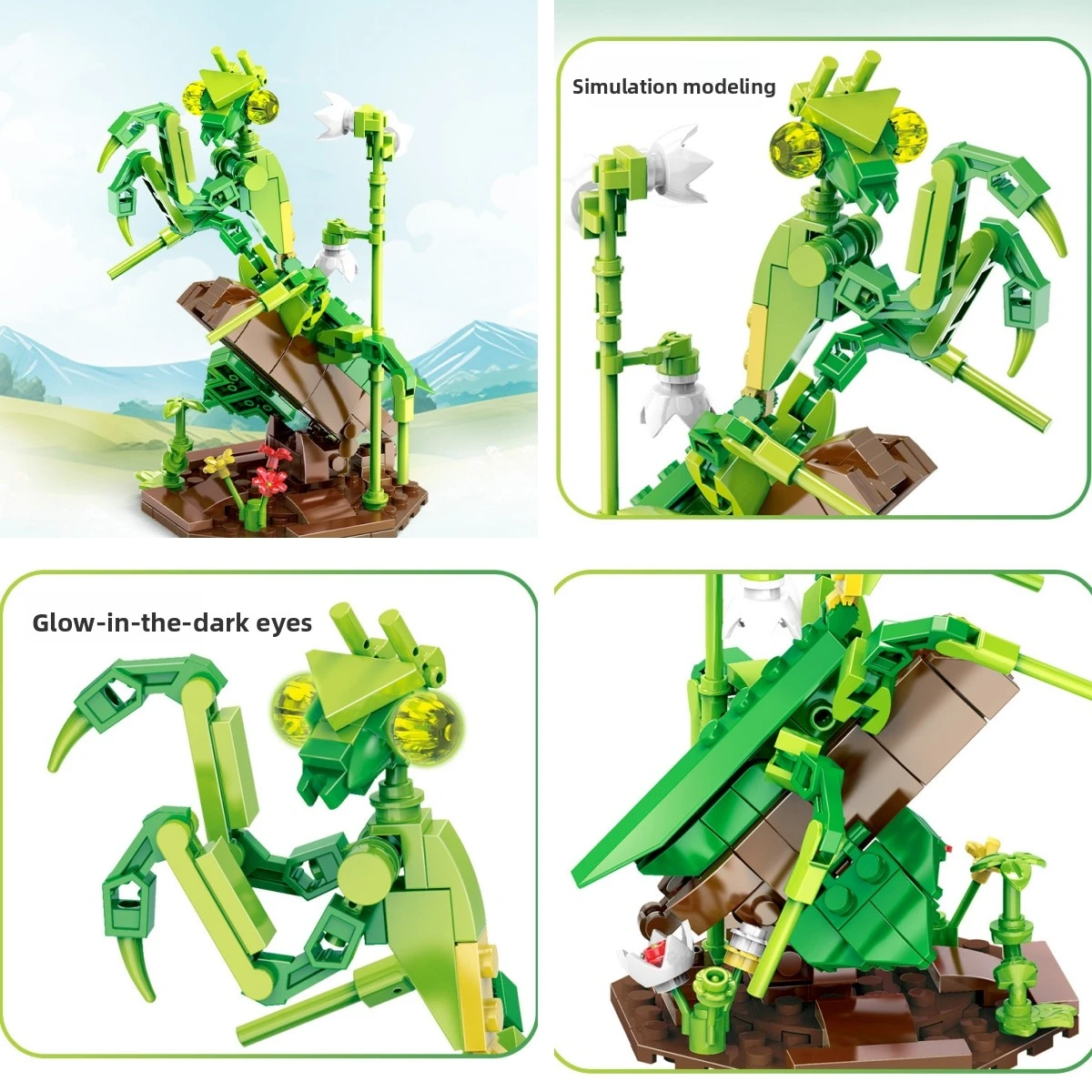 Creative Insect Building Blocks Set Bee Mantis Butterfly Snail DIY Assembly Educational Puzzle Toy for Kids Boys Girls Gift