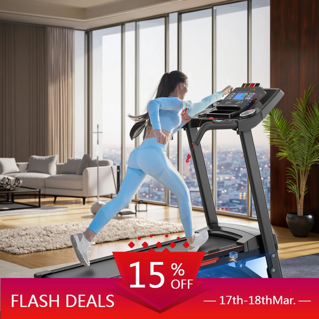 

STLF 2025 USA Inventory Price Electric Automatic Incline Foldable Treadmill Big LED Screen Water Cup Holder 3.5HP for Home Exerc