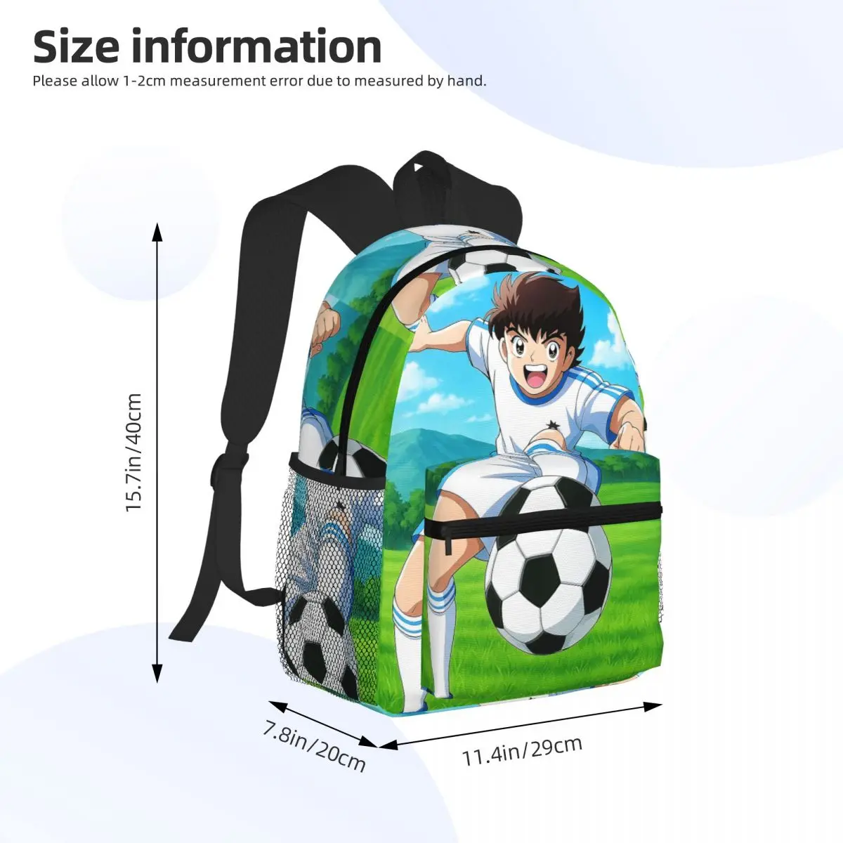 Captains Tsubasas Japan Football Anime Student Backpack School Bag Hiking Travel Daypack for Boys Girls Bookbag Shoulder Bags