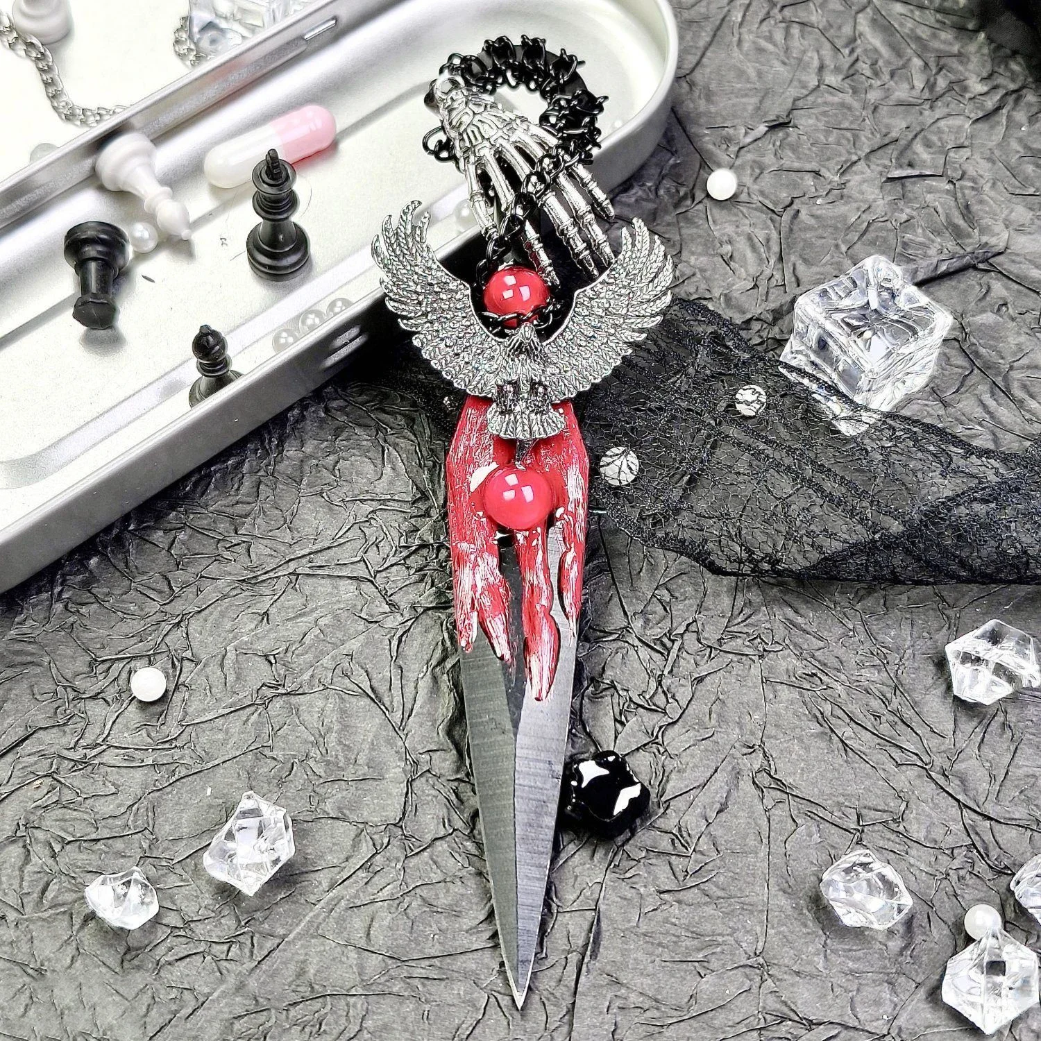 Bloodthirsty Eagle Skull Hand Gothic Style Handmade Knife Decoration Sword Box Cutter Decoration Gifts Stuff