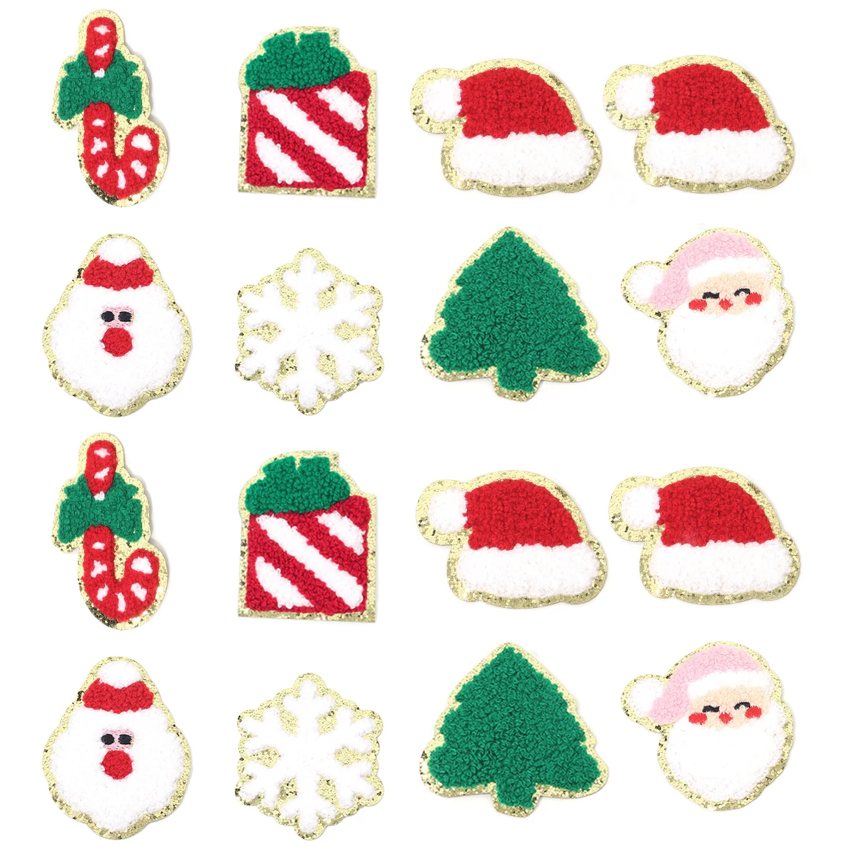 4Pcs Chenille Christmas Patches Embroidery Patches Iron On For Clothes Bags DIY Crafts Christmas Decoration Ornament Accessories